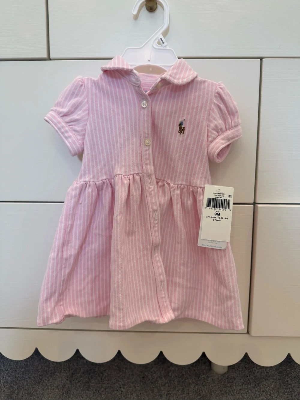 Ralph Lauren Pink & White Striped Polo Dress new w tags